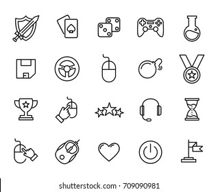 Premium set of game line icons. Simple pictograms pack. Stroke vector illustration on a white background. Modern outline style icons collection.
