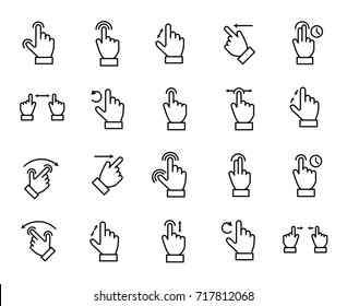 Premium set of gesture line icons. Simple pictograms pack. Stroke vector illustration on a white background. Modern outline style icons collection. 