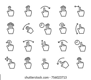 Premium set of gesture line icons. Simple pictograms pack. Stroke vector illustration on a white background. Modern outline style icons collection. 