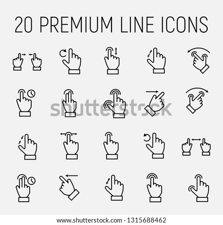 Premium set of gesture line icons. Simple pictograms pack. Stroke vector illustration on a white background. Modern outline style icons collection. 