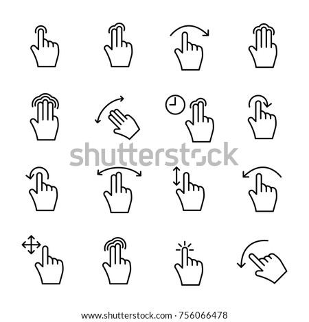 Premium set of gesture line icons. Simple pictograms pack. Stroke vector illustration on a white background. Modern outline style icons collection. 