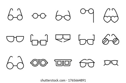 Premium set of glasses line icons. Web symbols for web sites and mobile app. Modern vector symbols, isolated on a white background. Simple thin line signs.