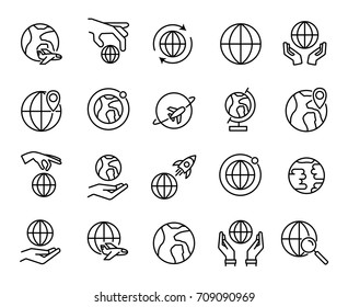 Premium set of globe line icons. Simple pictograms pack. Stroke vector illustration on a white background. Modern outline style icons collection.