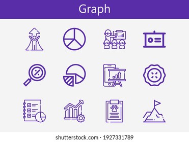 Premium set of graph line icons. Simple graph icon pack. Stroke vector illustration on a white background. Modern outline style icons collection of Report, Percentage, Pie chart