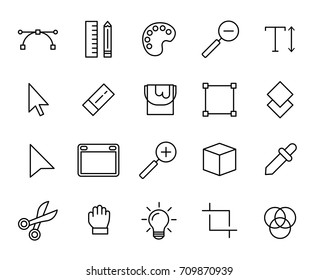 Premium set of graphic design line icons. Simple pictograms pack. Stroke vector illustration on a white background. Modern outline style icons collection.