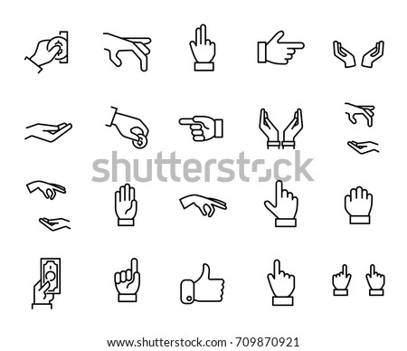 Premium set of hand line icons. Simple pictograms pack. Stroke vector illustration on a white background. Modern outline style icons collection.