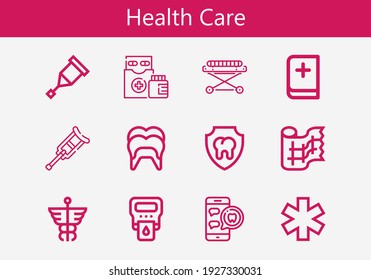 Premium set of health care line icons. Simple health care icon pack. Stroke vector illustration on a white background. Modern outline style icons collection of Medical appointment