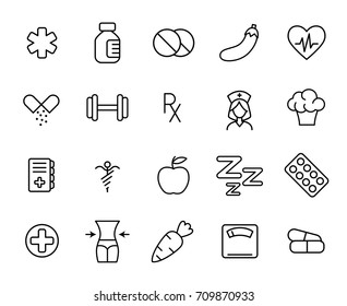 Premium set of health line icons. Simple pictograms pack. Stroke vector illustration on a white background. Modern outline style icons collection.