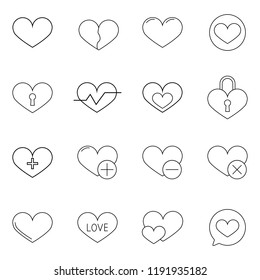 Premium set of heart line icons. Simple pictograms pack. Outline vector illustration on a white background.