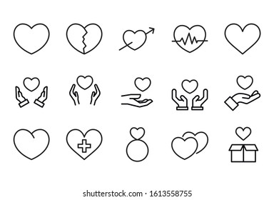 Premium set of heart line icons. Web symbols for web sites and mobile app. Modern vector symbols, isolated on a white background. Simple thin line signs.