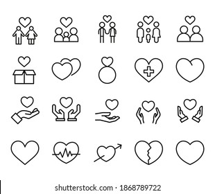 Premium set of heart line icons. Simple pictograms pack. Stroke vector illustration on a white background. Modern outline style icons collection.