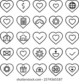 Premium set of heart line icons vector illustration 