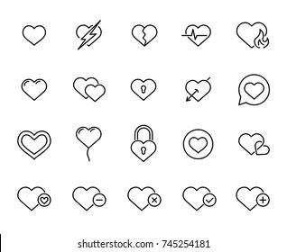 Premium set heart line icons  Simple pictograms pack  Stroke vector illustration white background  Modern outline style icons collection  