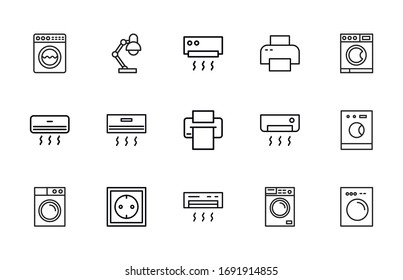 Premium set of household line icons. Web symbols for web sites and mobile app. Modern vector symbols, isolated on a white background. Simple thin line signs.