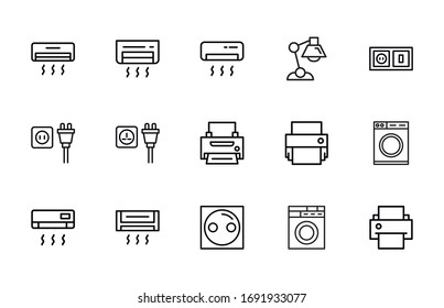 Premium set of household line icons. Web symbols for web sites and mobile app. Modern vector symbols, isolated on a white background. Simple thin line signs.