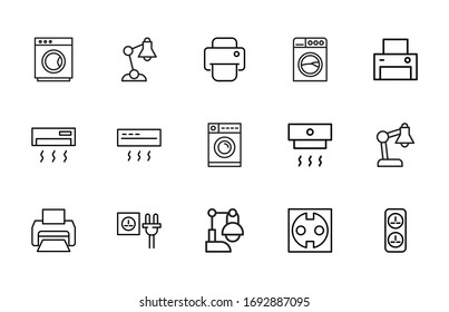 Premium set of household line icons. Web symbols for web sites and mobile app. Modern vector symbols, isolated on a white background. Simple thin line signs.