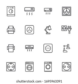 Premium set of household line icons. Web symbols for web sites and mobile app. Modern vector symbols, isolated on a white background. Simple thin line signs.