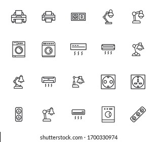 Premium set of household line icons. Web symbols for web sites and mobile app. Modern vector symbols, isolated on a white background. Simple thin line signs.