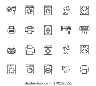 Premium set of household line icons. Web symbols for web sites and mobile app. Modern vector symbols, isolated on a white background. Simple thin line signs.