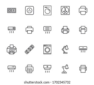 Premium set of household line icons. Web symbols for web sites and mobile app. Modern vector symbols, isolated on a white background. Simple thin line signs.