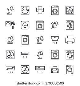 Premium set of household line icons. Web symbols for web sites and mobile app. Modern vector symbols, isolated on a white background. Simple thin line signs.