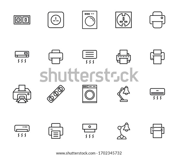 Premium set of household line icons. Web\
symbols for web sites and mobile app. Modern vector symbols,\
isolated on a white background. Simple thin line\
signs.