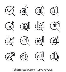 Conjunto de iconos de línea de aumento de primera calidad. Símbolos web para sitios web y aplicaciones móviles. Símbolos vectoriales modernos, aislados en un fondo blanco. Sencillas señales de línea delgada.
