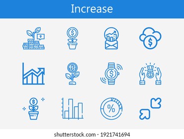 Premium set of increase line icons. Simple increase icon pack. Stroke vector illustration on a white background. Modern outline style icons collection of Growth, Resize, Stats, Increase, Profit