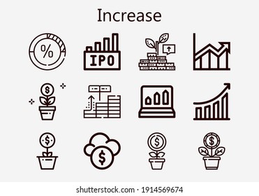 Premium set of increase [S] icons. Simple increase icon pack. Stroke vector illustration on a white background. Modern outline style icons collection of Growth, Stats, Profits, Ipo, Increase
