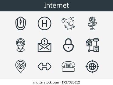 Premium set of internet line icons. Simple internet icon pack. Stroke vector illustration on a white background. Modern outline style icons collection of Earth grid, Placeholder