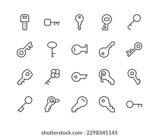Premium set of key line icons. Simple pictograms pack. Stroke vector illustration on a white background. Modern outline style icons collection.