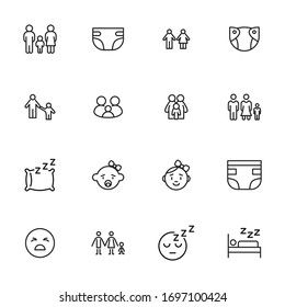 Premium set of kid line icons. Web symbols for web sites and mobile app. Modern vector symbols, isolated on a white background. Simple thin line signs.