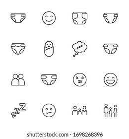 Premium set of kid line icons. Web symbols for web sites and mobile app. Modern vector symbols, isolated on a white background. Simple thin line signs.
