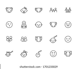 Premium set of kid line icons. Web symbols for web sites and mobile app. Modern vector symbols, isolated on a white background. Simple thin line signs.