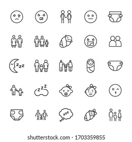 Premium set of kid line icons. Web symbols for web sites and mobile app. Modern vector symbols, isolated on a white background. Simple thin line signs.