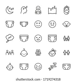 Premium set of kid line icons. Web symbols for web sites and mobile app. Modern vector symbols, isolated on a white background. Simple thin line signs.