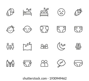 Premium set of kid line icons. Web symbols for web sites and mobile app. Modern vector symbols, isolated on a white background. Simple thin line signs.