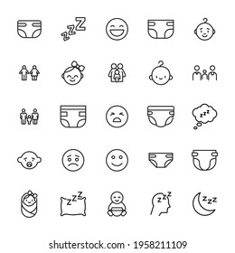 Premium set of kid line icons. Web symbols for web sites and mobile app. Modern vector symbols, isolated on a white background. Simple thin line signs.