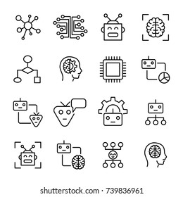 Premium set of machine learning line icons. Simple pictograms pack. Stroke vector illustration on a white background. Modern outline style icons collection. 