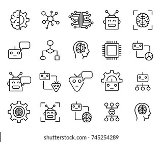 Premium set of machine learning line icons. Simple pictograms pack. Stroke vector illustration on a white background. Modern outline style icons collection. 