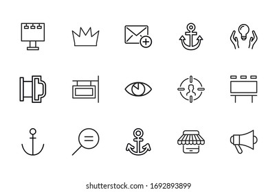 Premium set of marketing line icons. Web symbols for web sites and mobile app. Modern vector symbols, isolated on a white background. Simple thin line signs.