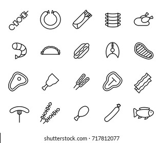 Premium set of meat line icons. Simple pictograms pack. Stroke vector illustration on a white background. Modern outline style icons collection. 