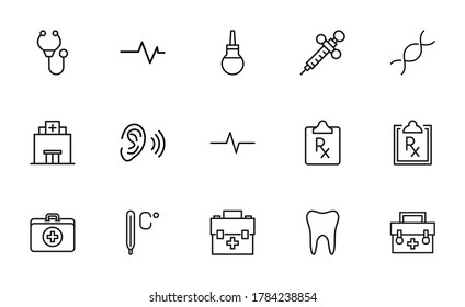 Premium set of medical service line icons. Web symbols for web sites and mobile app. Modern vector symbols, isolated on a white background. Simple thin line signs.