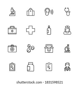 Premium set of medical service line icons. Web symbols for web sites and mobile app. Modern vector symbols, isolated on a white background. Simple thin line signs.