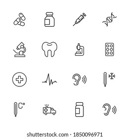 Premium set of medical service line icons. Web symbols for web sites and mobile app. Modern vector symbols, isolated on a white background. Simple thin line signs.