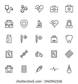 Premium set of medical service line icons. Web symbols for web sites and mobile app. Modern vector symbols, isolated on a white background. Simple thin line signs.