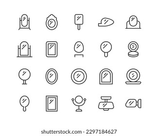 Premium set of mirror line icons. Simple pictograms pack. Stroke vector illustration on a white background. Modern outline style icons collection.