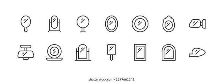 Premium set of mirror line icons. Simple pictograms pack. Stroke vector illustration on a white background. Modern outline style icons collection.