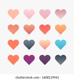 Premium set of  modern heart icons with different gradients and colors  
