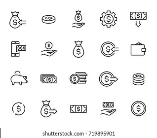 Premium set of money line icons. Simple pictograms pack. Stroke vector illustration on a white background. Modern outline style icons collection. 